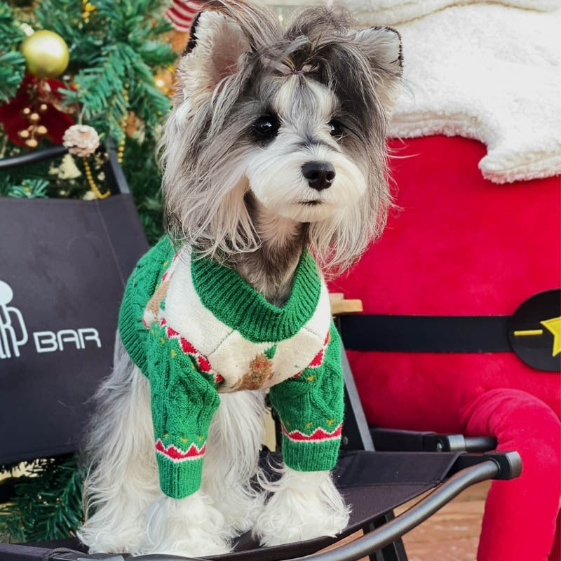 KFX-4733117 Christmas Dog Sweater in Wool - Red and Green, Sizes XS to XXL