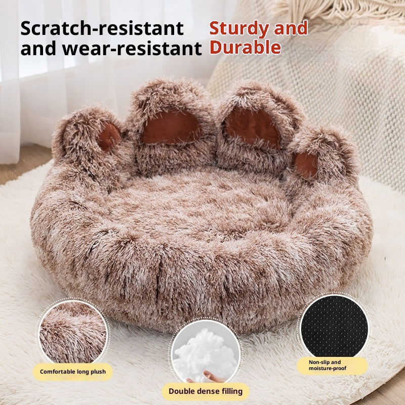 KFX-4735165 Stylish Two-Color Thickened Plush Pet Bed for Dogs, Available in Various Sizes