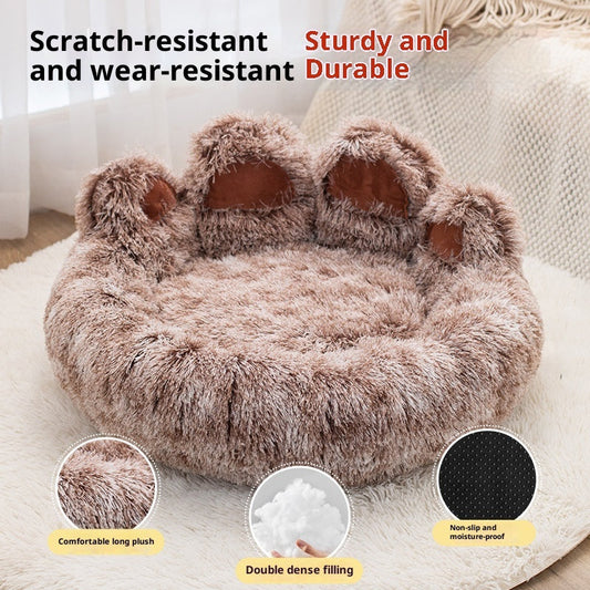 KFX-4735165 Stylish Two-Color Thickened Plush Pet Bed for Dogs, Available in Various Sizes