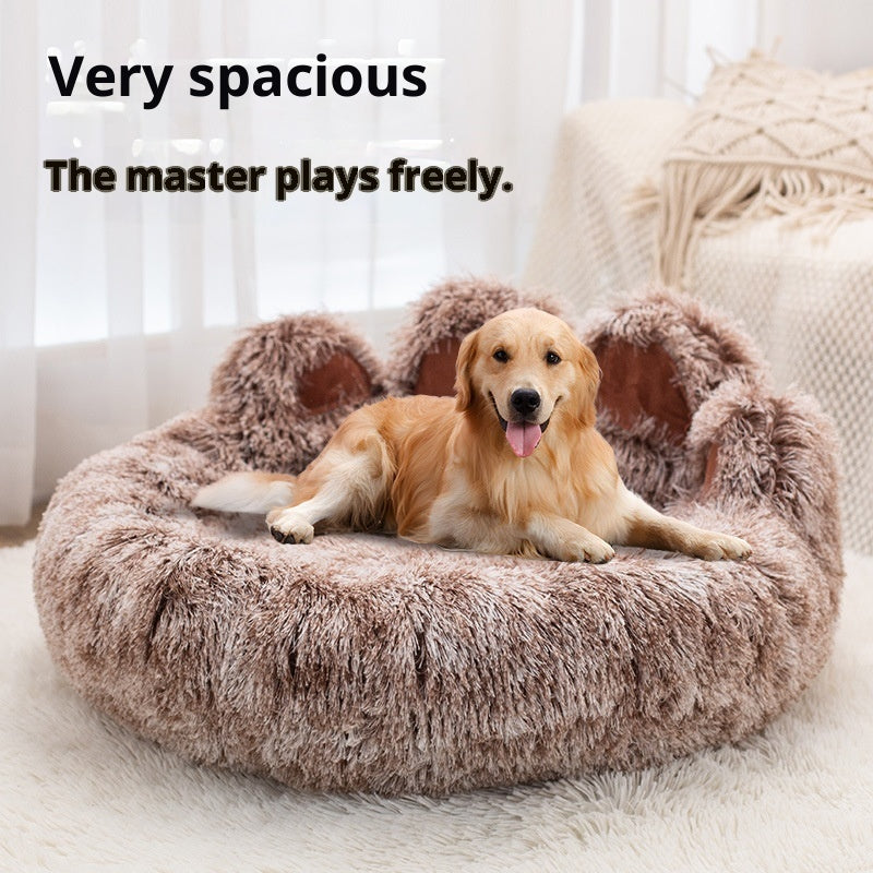 KFX-4735165 Stylish Two-Color Thickened Plush Pet Bed for Dogs, Available in Various Sizes