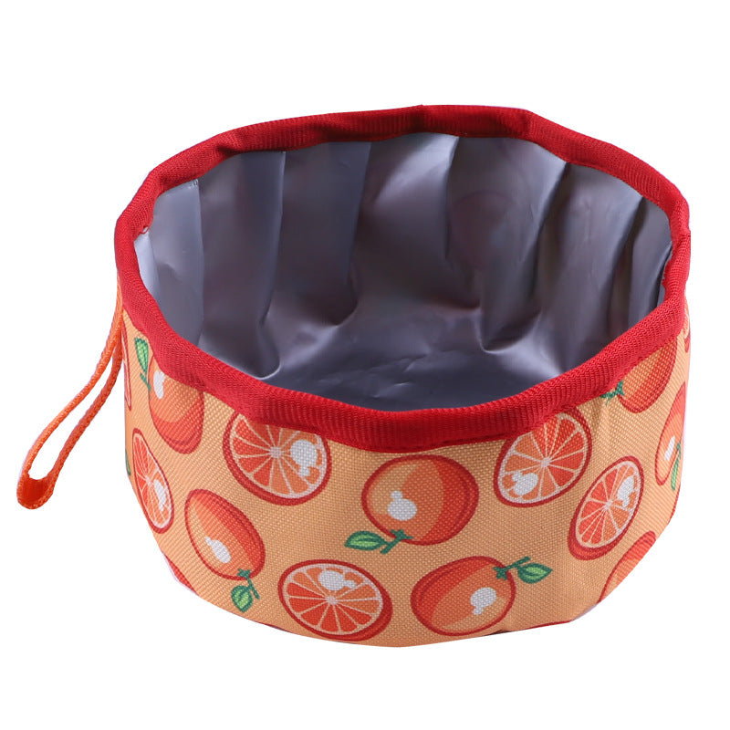 KFX-4735293 Portable Folding Food Basin - Oxford Cloth, Colorful Designs Including Strawberry, Pineapple, Watermelon, and Daisy
