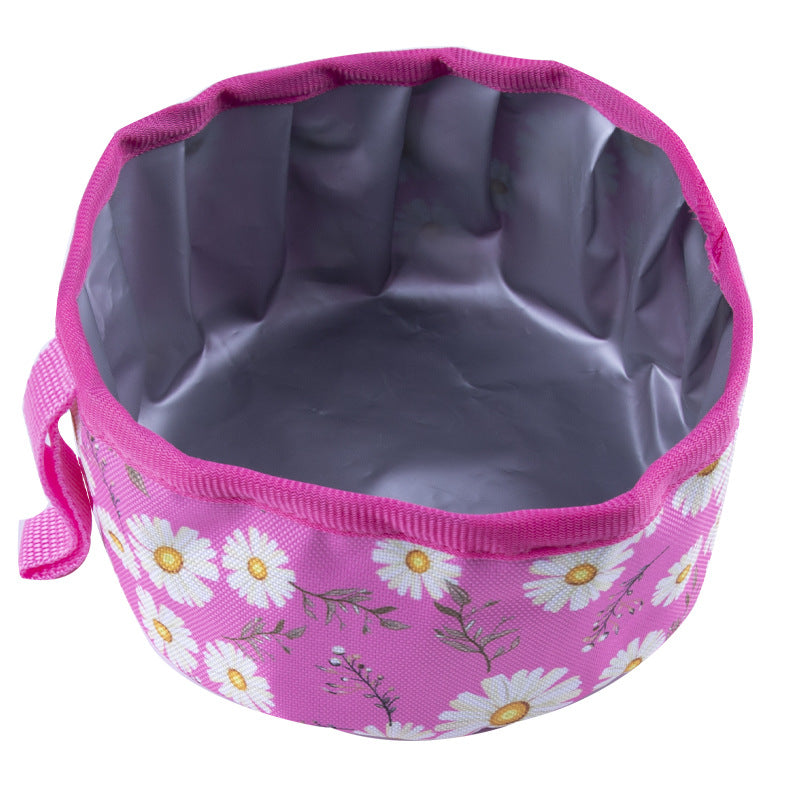 KFX-4735293 Portable Folding Food Basin - Oxford Cloth, Colorful Designs Including Strawberry, Pineapple, Watermelon, and Daisy