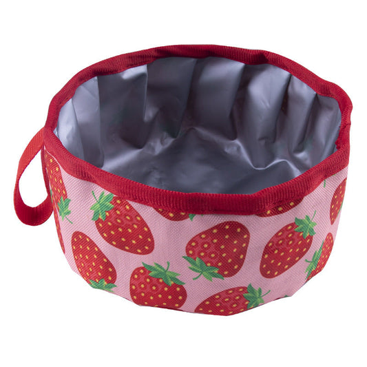 KFX-4735293 Portable Folding Food Basin - Oxford Cloth, Colorful Designs Including Strawberry, Pineapple, Watermelon, and Daisy
