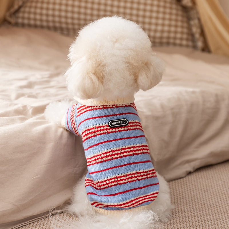 KFX-4735677 Warm Knitted Cat & Dog Striped Pullover for Cold Weather Fashion