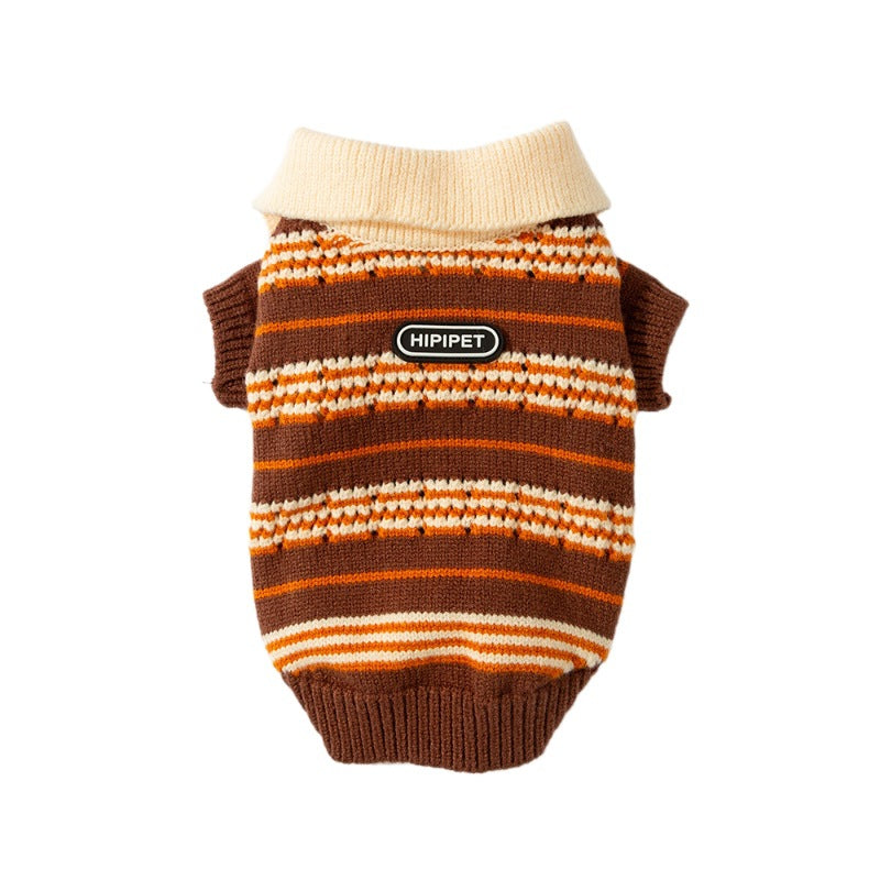 KFX-4735677 Warm Knitted Cat & Dog Striped Pullover for Cold Weather Fashion