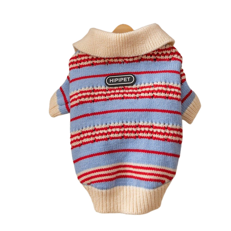 KFX-4735677 Warm Knitted Cat & Dog Striped Pullover for Cold Weather Fashion