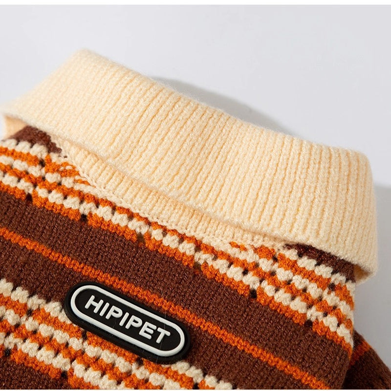 KFX-4735677 Warm Knitted Cat & Dog Striped Pullover for Cold Weather Fashion