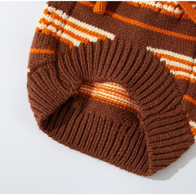 KFX-4735677 Warm Knitted Cat & Dog Striped Pullover for Cold Weather Fashion