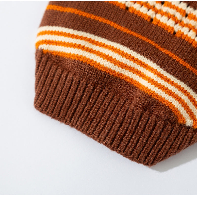 KFX-4735677 Warm Knitted Cat & Dog Striped Pullover for Cold Weather Fashion