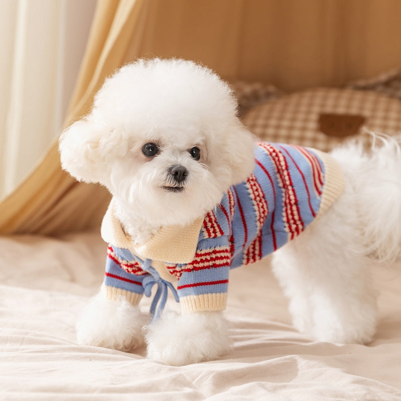KFX-4735677 Warm Knitted Cat & Dog Striped Pullover for Cold Weather Fashion