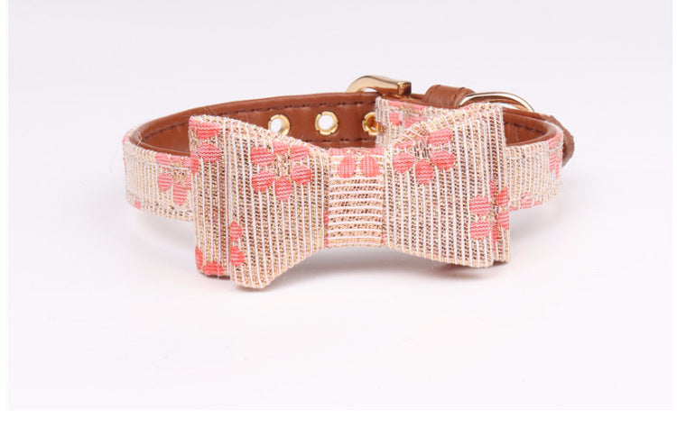 KFX-4737085 Adjustable PU Bow Collar for Pets - Size S, M, L Options Available