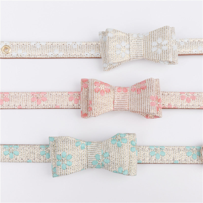 KFX-4737085 Adjustable PU Bow Collar for Pets - Size S, M, L Options Available