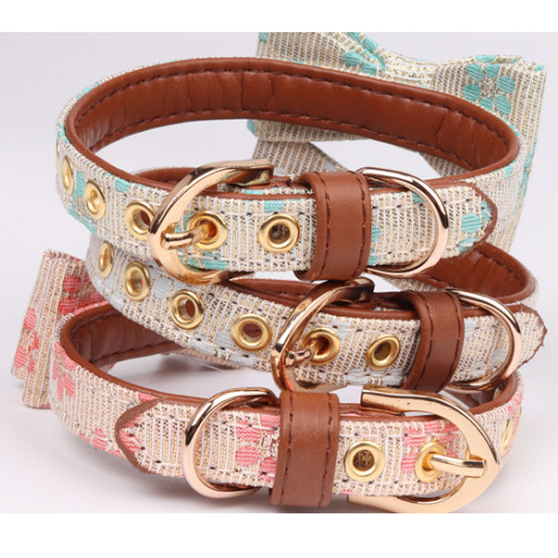 KFX-4737085 Adjustable PU Bow Collar for Pets - Size S, M, L Options Available