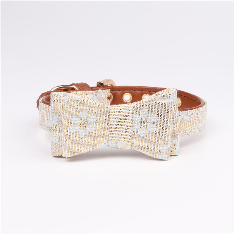 KFX-4737085 Adjustable PU Bow Collar for Pets - Size S, M, L Options Available