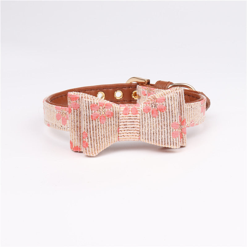 KFX-4737085 Adjustable PU Bow Collar for Pets - Size S, M, L Options Available