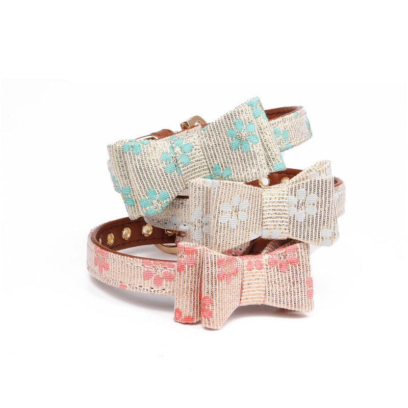 KFX-4737085 Adjustable PU Bow Collar for Pets - Size S, M, L Options Available