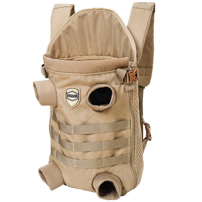 KFX-4737341 Medium Breathable Pet Backpack for Dogs - Khaki Polyester Design