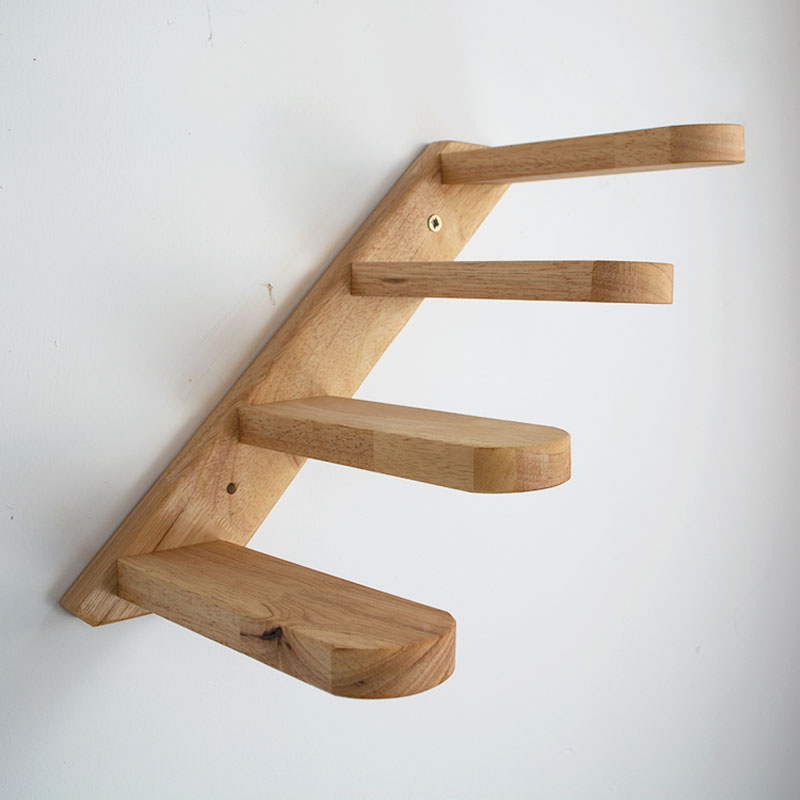 KFX-4739261 Wall-Mounted Cat Climbing Stairs - Solid Wood Jumping Platform for Active Cats