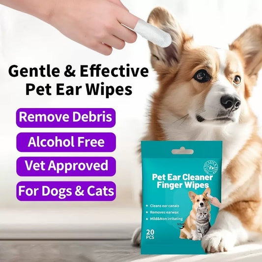 KFX-4740541 Pet Ear and Teeth Cleaning Wipes - 20 Count Pack of Non-Woven Fabric Wipes