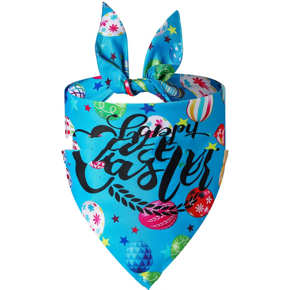 KFX-4741437 Easter Bunny Triangular Bandage Pet Towel for Dogs, Polyester Material, Size L 70*48*48cm