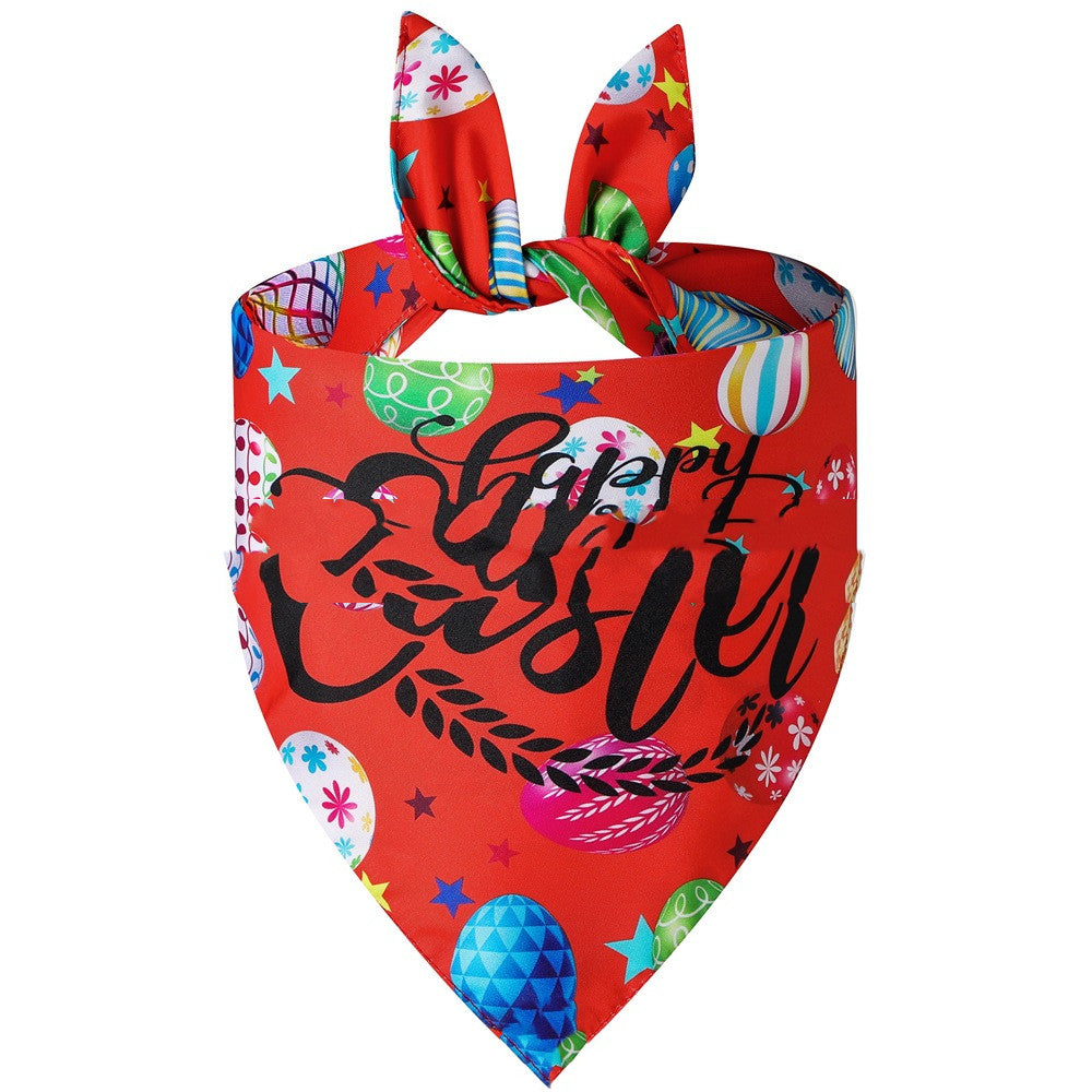 KFX-4741437 Easter Bunny Triangular Bandage Pet Towel for Dogs, Polyester Material, Size L 70*48*48cm