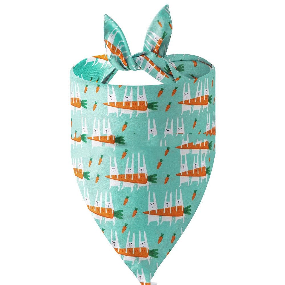 KFX-4741437 Easter Bunny Triangular Bandage Pet Towel for Dogs, Polyester Material, Size L 70*48*48cm
