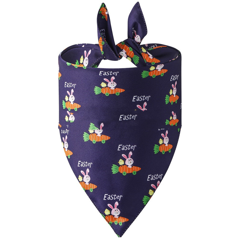 KFX-4741437 Easter Bunny Triangular Bandage Pet Towel for Dogs, Polyester Material, Size L 70*48*48cm