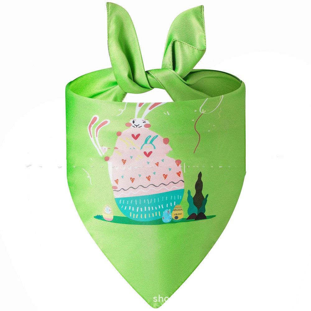 KFX-4741437 Easter Bunny Triangular Bandage Pet Towel for Dogs, Polyester Material, Size L 70*48*48cm