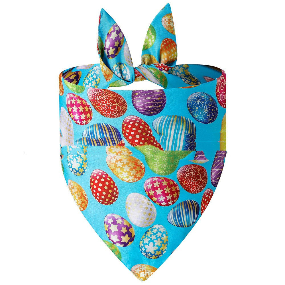KFX-4741437 Easter Bunny Triangular Bandage Pet Towel for Dogs, Polyester Material, Size L 70*48*48cm