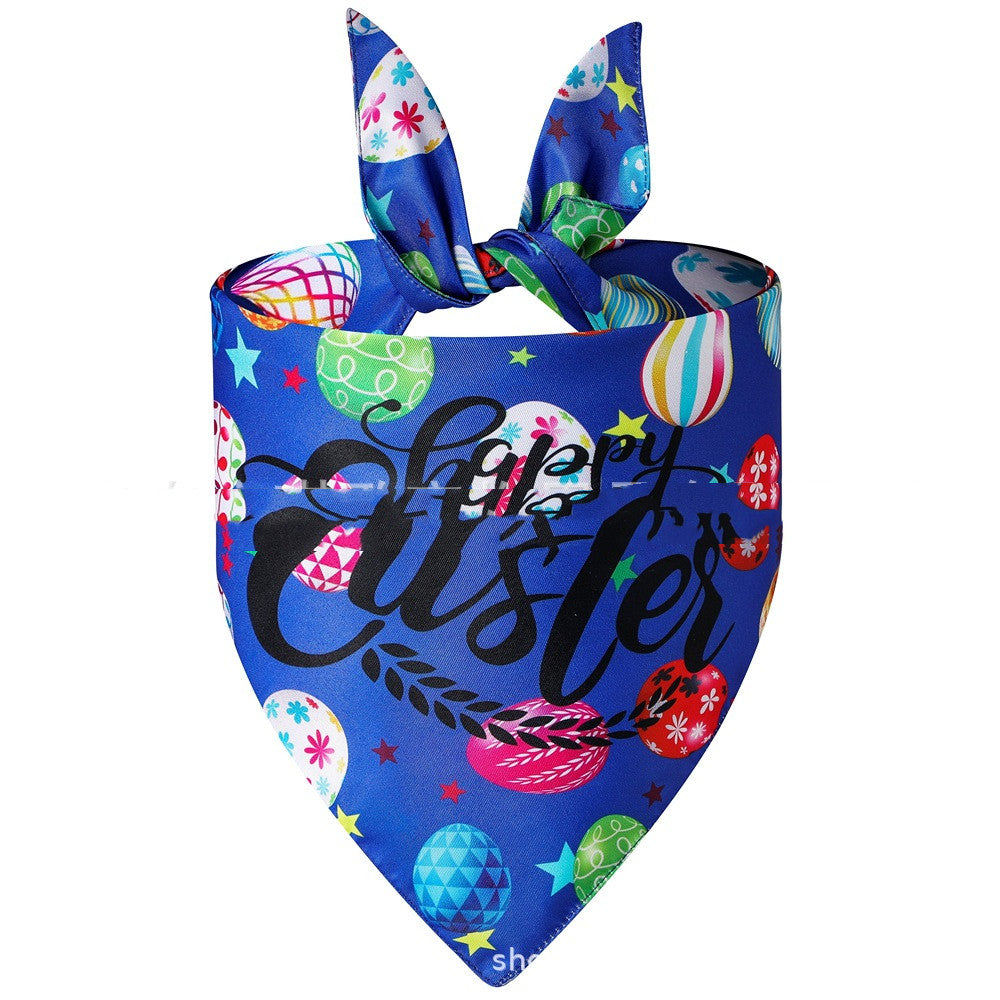 KFX-4741437 Easter Bunny Triangular Bandage Pet Towel for Dogs, Polyester Material, Size L 70*48*48cm