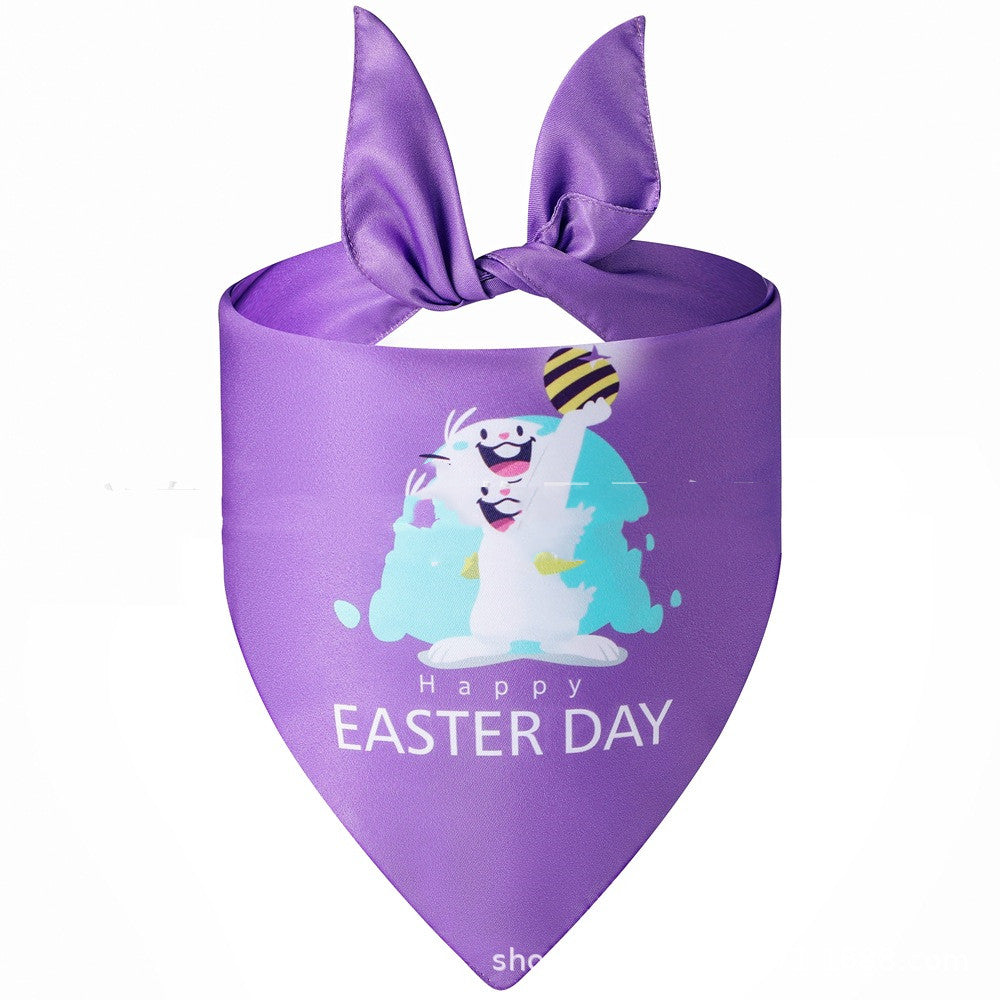 KFX-4741437 Easter Bunny Triangular Bandage Pet Towel for Dogs, Polyester Material, Size L 70*48*48cm