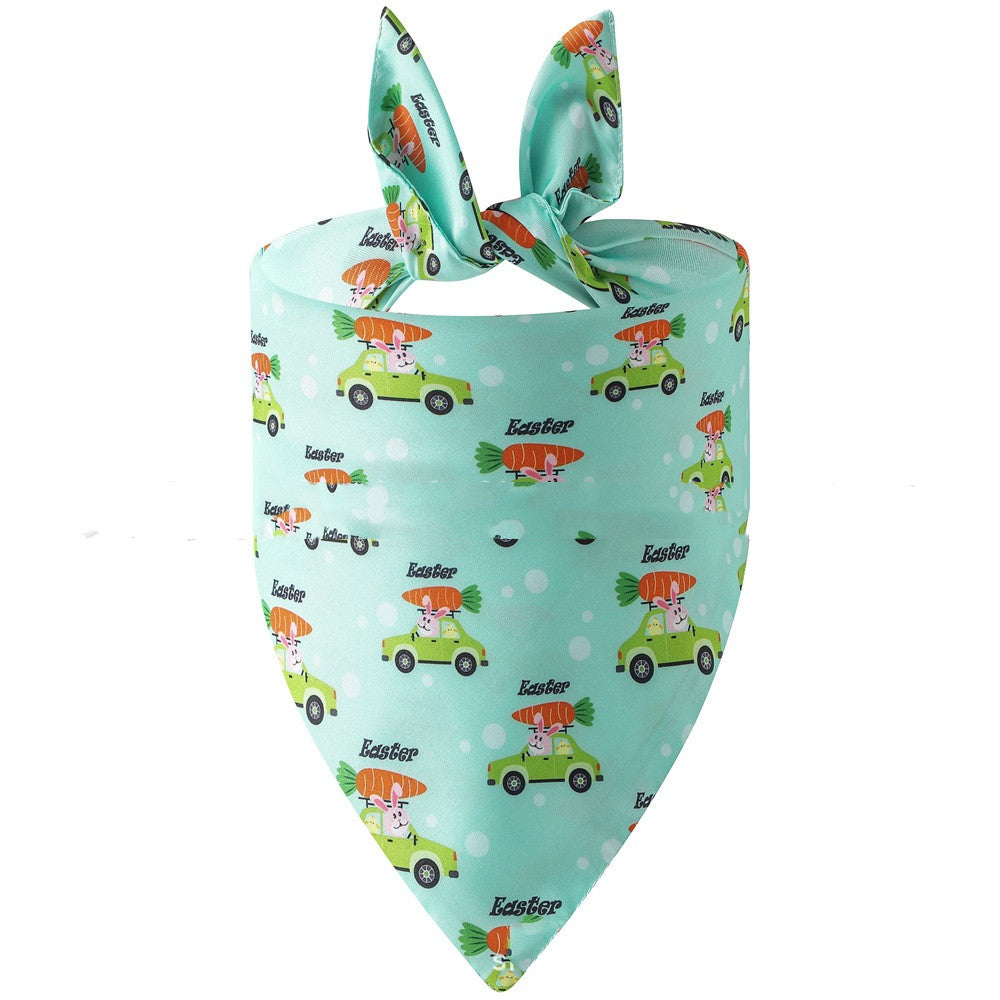 KFX-4741437 Easter Bunny Triangular Bandage Pet Towel for Dogs, Polyester Material, Size L 70*48*48cm