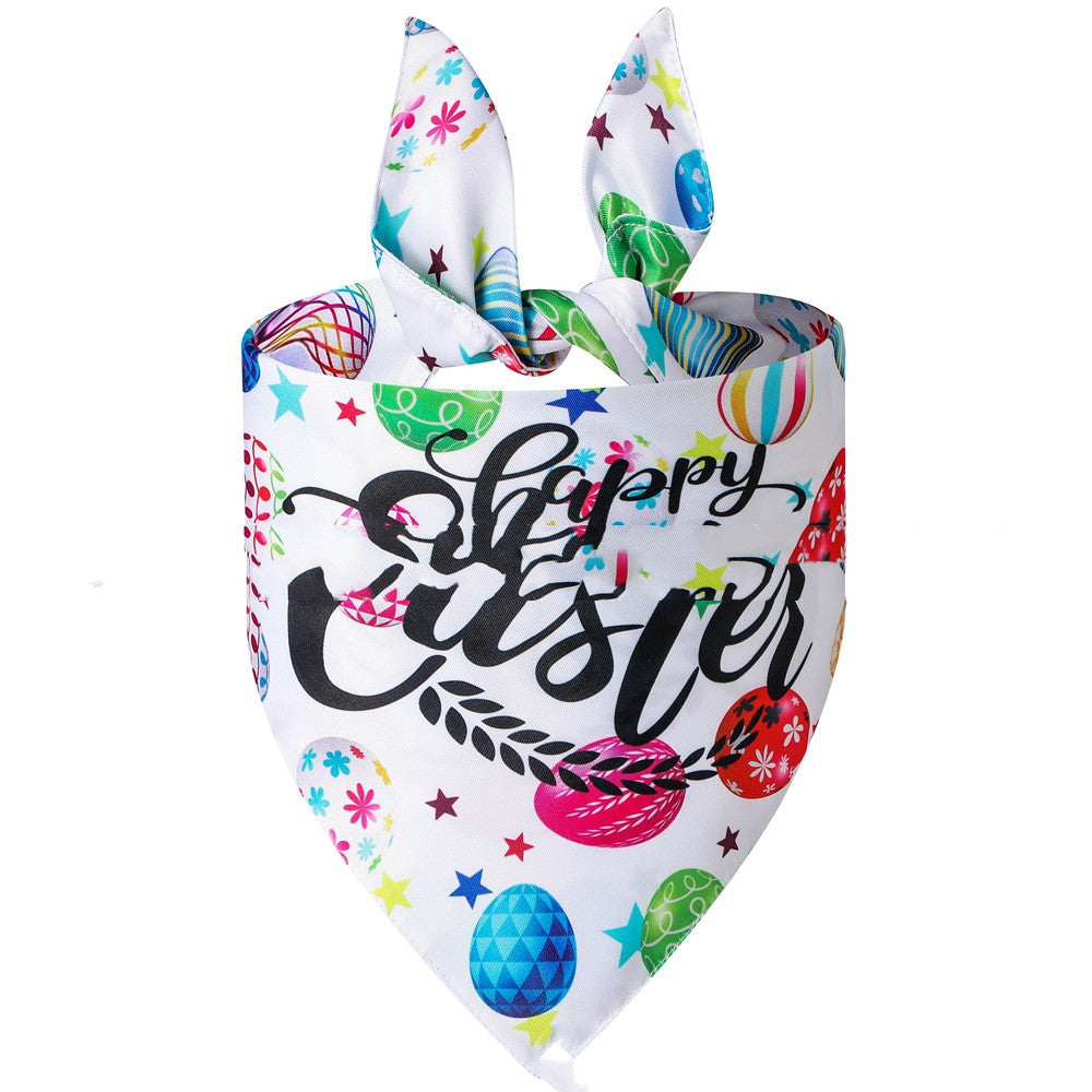 KFX-4741437 Easter Bunny Triangular Bandage Pet Towel for Dogs, Polyester Material, Size L 70*48*48cm