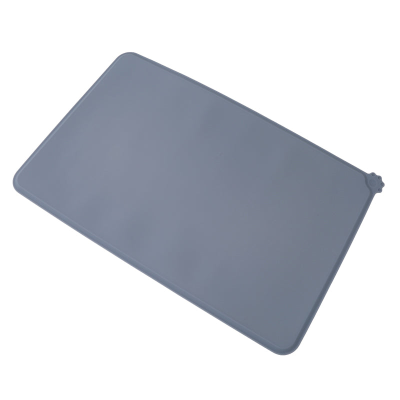 KFX-4742717 Modern Solid Color Silicone Pet Food Mat in Black and Gray, 47x29.5cm