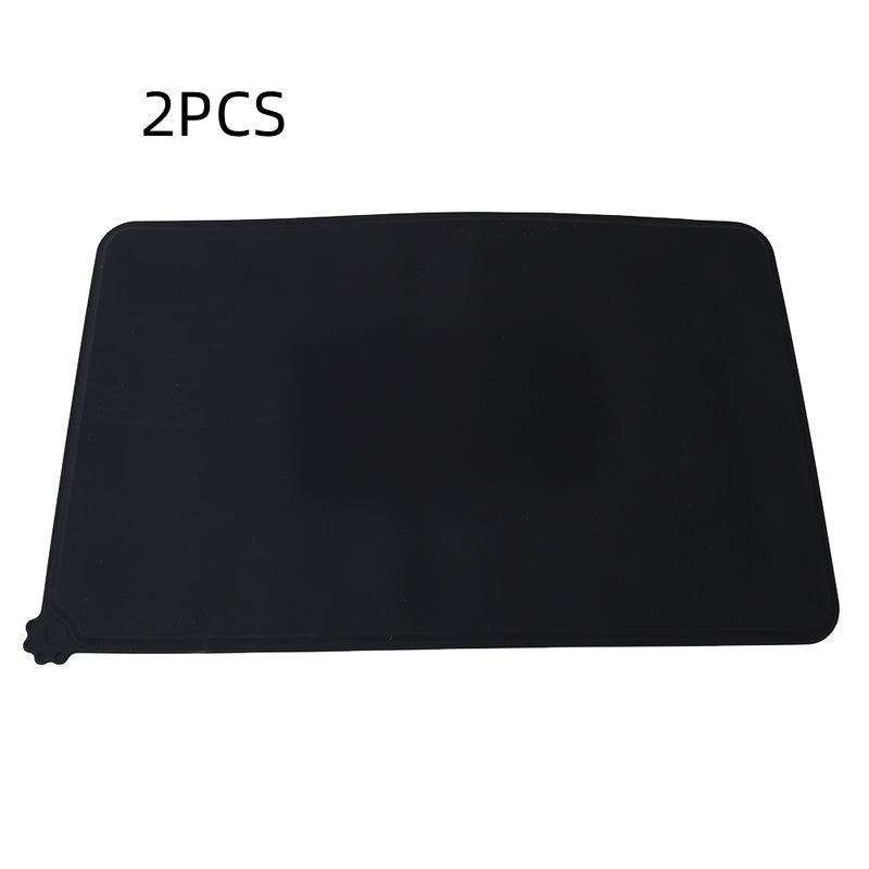 KFX-4742717 Modern Solid Color Silicone Pet Food Mat in Black and Gray, 47x29.5cm