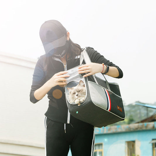 KFX-4743101 Pet Universal Shoulder Bag - Foldable Oxford Cloth Carrier for Pets Up to 12kg - S & L Sizes Available