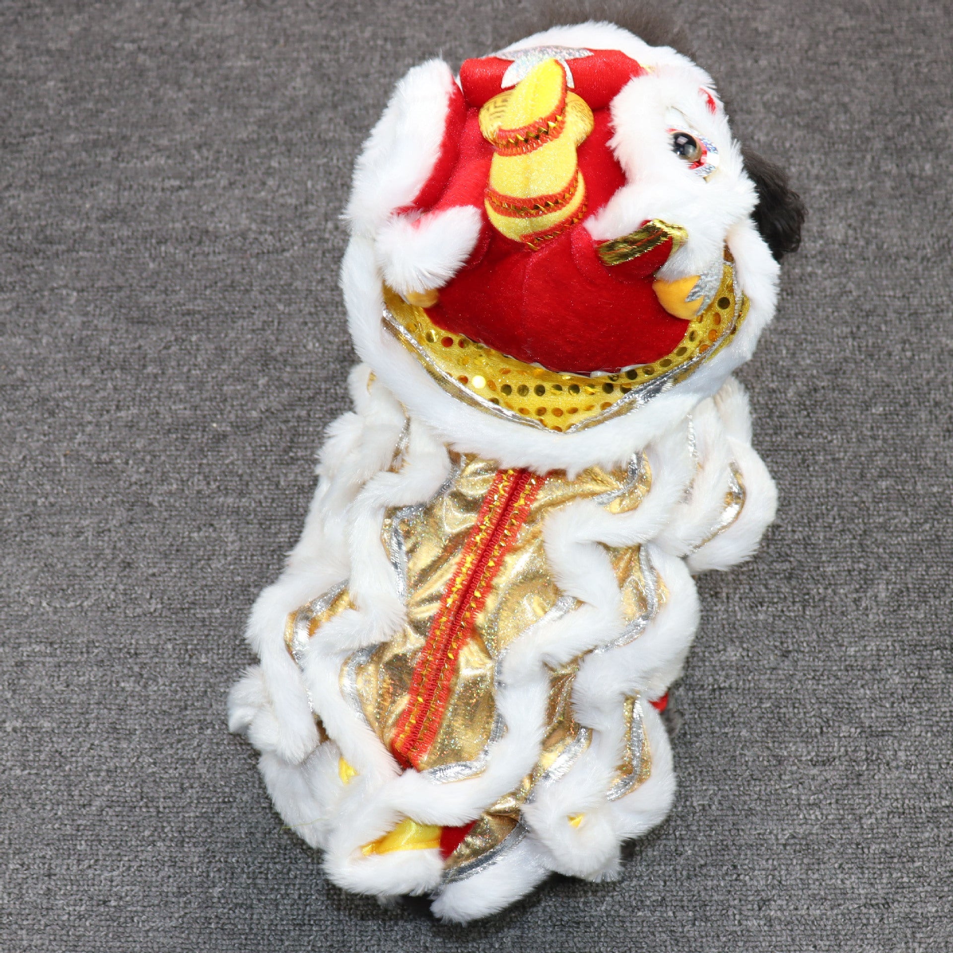 KFX-4745405 Lion Dance Inspired Funny Autumn and Winter Pet Clothing for Dogs - Casual Design in White, Red, Yellow