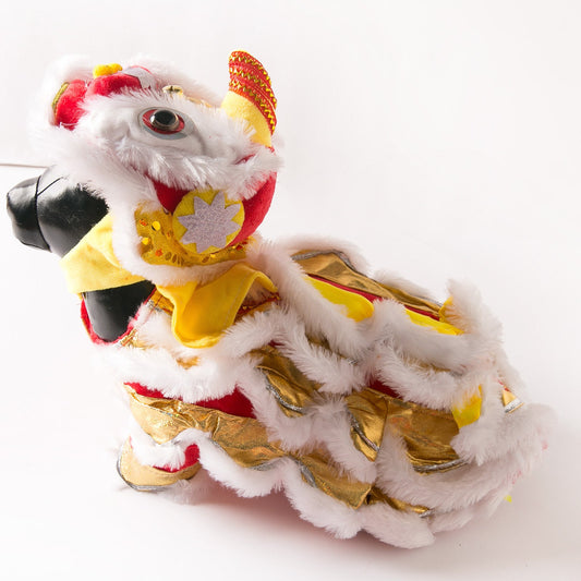 KFX-4745405 Lion Dance Inspired Funny Autumn and Winter Pet Clothing for Dogs - Casual Design in White, Red, Yellow