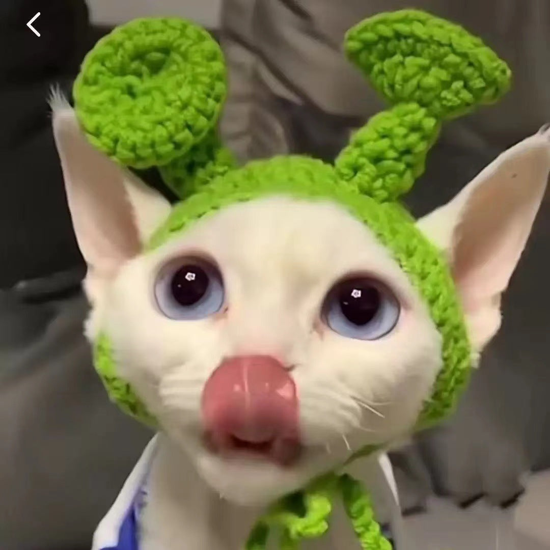 KFX-4745661 Wool Knitted Pet Hood for Dogs and Cats - Seasonal Fun Hats in Various Designs