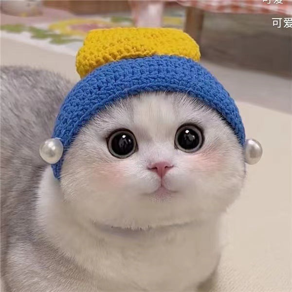 KFX-4745661 Wool Knitted Pet Hood for Dogs and Cats - Seasonal Fun Hats in Various Designs