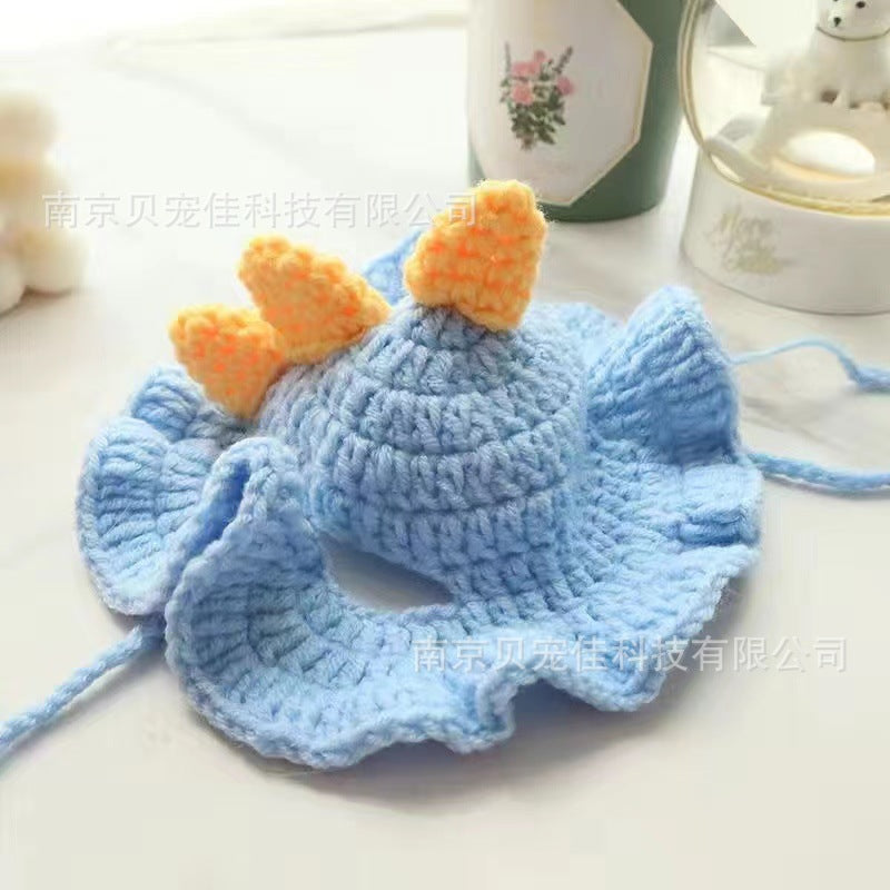 KFX-4745661 Wool Knitted Pet Hood for Dogs and Cats - Seasonal Fun Hats in Various Designs