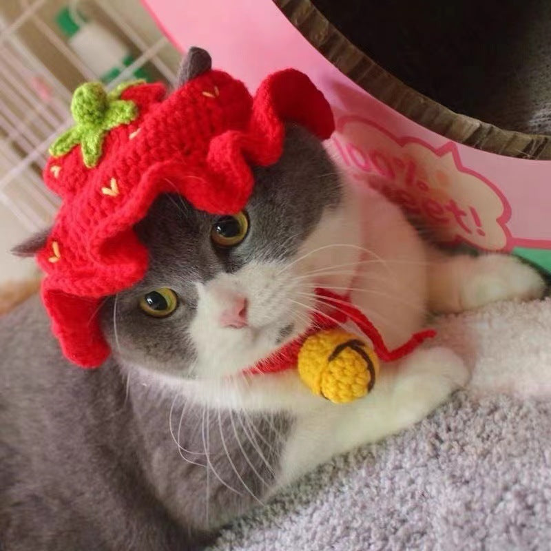KFX-4745661 Wool Knitted Pet Hood for Dogs and Cats - Seasonal Fun Hats in Various Designs