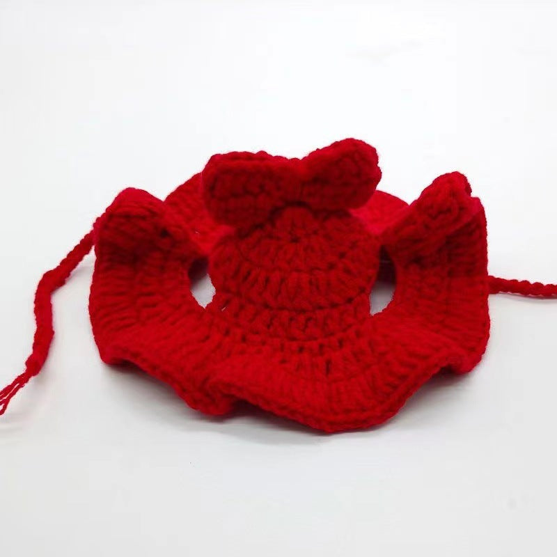 KFX-4745661 Wool Knitted Pet Hood for Dogs and Cats - Seasonal Fun Hats in Various Designs