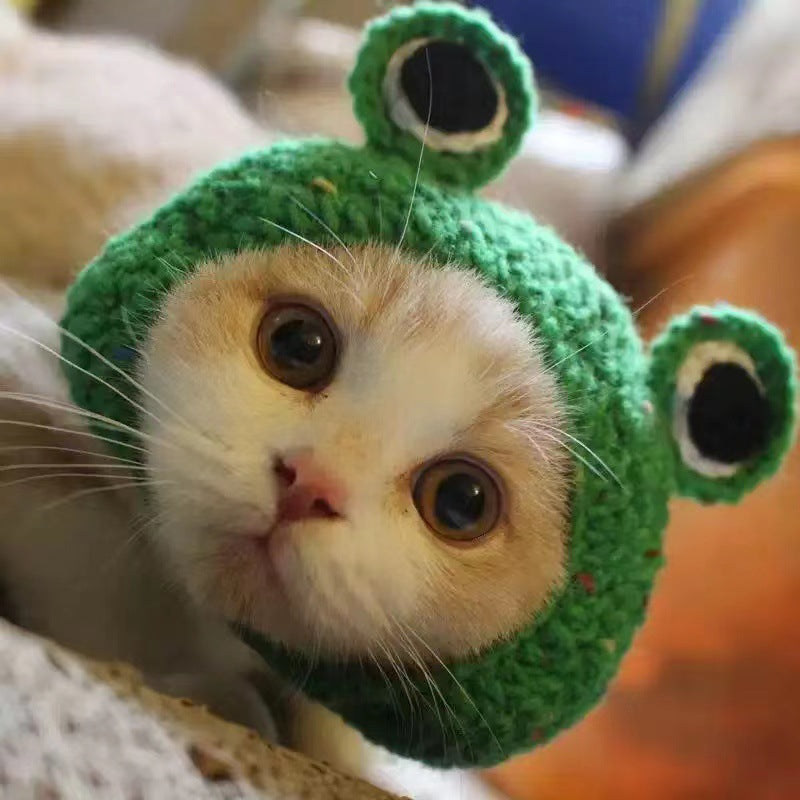 KFX-4745661 Wool Knitted Pet Hood for Dogs and Cats - Seasonal Fun Hats in Various Designs