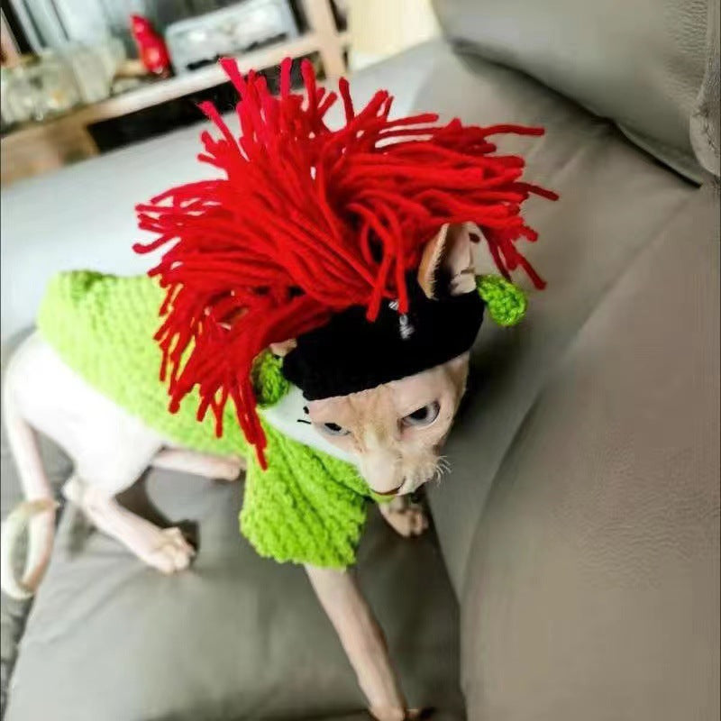 KFX-4745661 Wool Knitted Pet Hood for Dogs and Cats - Seasonal Fun Hats in Various Designs