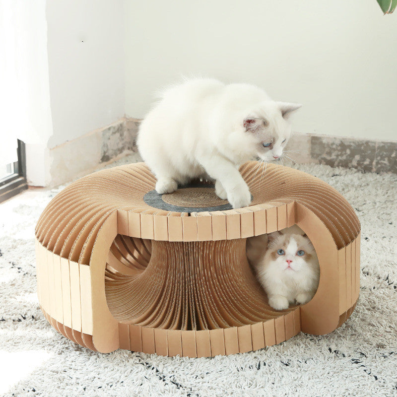 KFX-4745917 Cat Corrugated Paper Tunnel Scratcher and Play Gripper for Cats