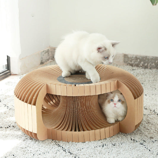 KFX-4745917 Cat Corrugated Paper Tunnel Scratcher and Play Gripper for Cats