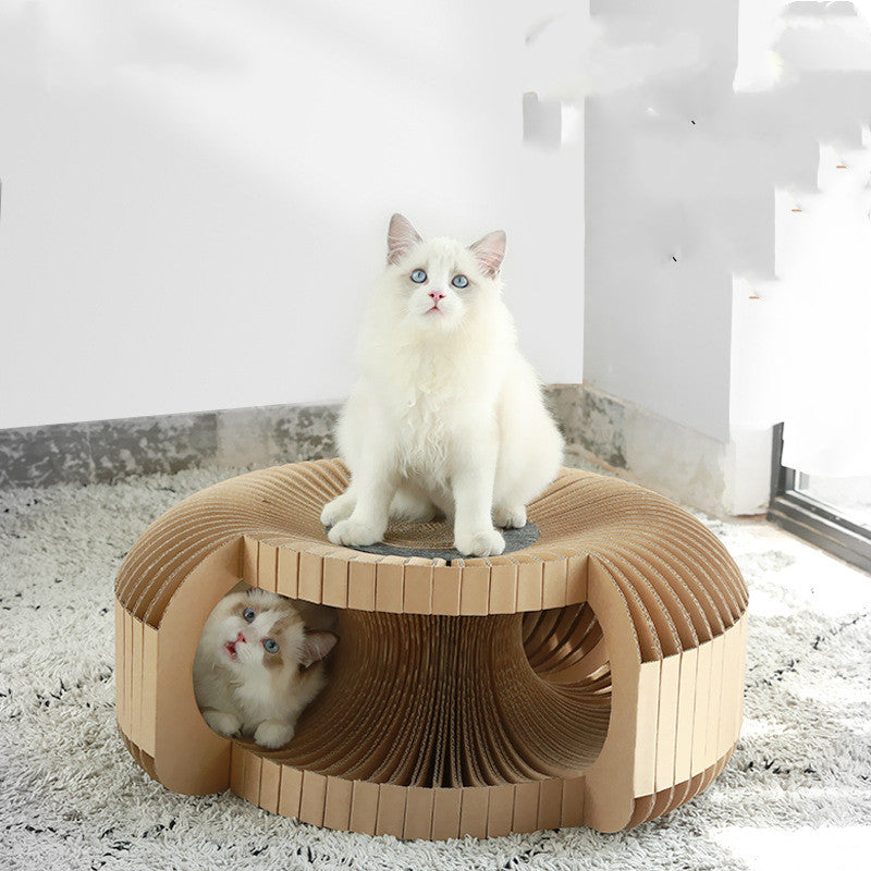 KFX-4745917 Cat Corrugated Paper Tunnel Scratcher and Play Gripper for Cats