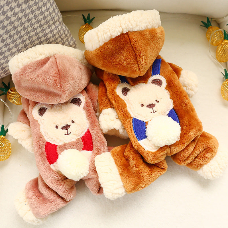 KFX-4747197 Transformed Warm Snowball Bear Dog Clothes in Brown, Pink, Gray, and Beige