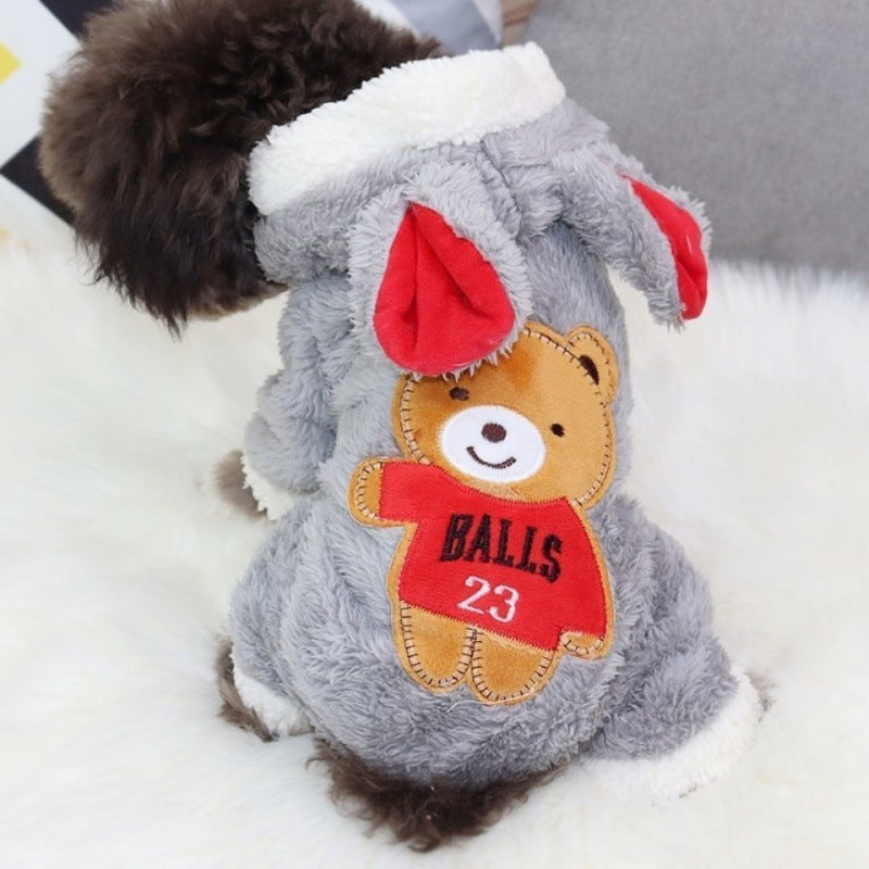KFX-4747197 Transformed Warm Snowball Bear Dog Clothes in Brown, Pink, Gray, and Beige